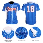 OEM ODM High Quality Light Blue Sublimation Baseball Jersey Breathable Custom Sportswear for Unisex Adults