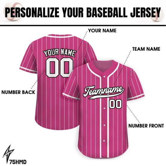 Customized Comfortable Breathable Plus Size Pinstripe Baseball Jersey Shirt Personalized Sports Wear