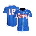 OEM ODM High Quality Light Blue Sublimation Baseball Jersey Breathable Custom Sportswear for Unisex Adults