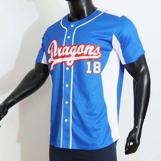 OEM ODM High Quality Light Blue Sublimation Baseball Jersey Breathable Custom Sportswear for Unisex Adults