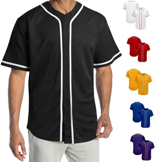 Customizable Baseball Jersey Men's Casual Sportswear Breathable Polyester Factory Price Cheap Plain Shirt Uniform