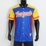 New Arrival V Neck Buttons Blue China Custom Baseball Jersey