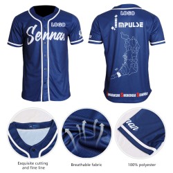 Unisex Dark Blue Custom Baseball Jersey with Logo Button Breathable Sportswear for Men Unisex Dark Blue Custom Baseball Jersey with Logo Button Breathable Sportswear for Men