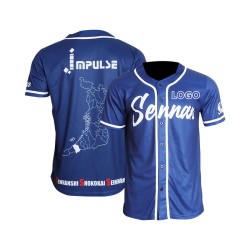 Unisex Dark Blue Custom Baseball Jersey with Logo Button Breathable Sportswear for Men