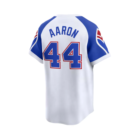 Customized Sublimation Braves Hank Aaron White Throwback Cooper-stown Baseball Jersey