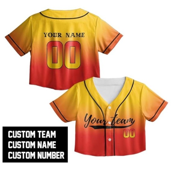 Customizable Personalized Name Stripe Line Color Cropped Baseball Jersey Breathable Plus Size Sportswear for Fans
