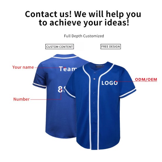 OEM Street-Chic Baseball Uniform T Shirt Breathable Custom V-Neck Jersey for Adults Sublimation Wholesale Blank T-Shirt