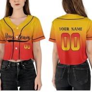 Customizable Personalized Name Stripe Line Color Cropped Baseball Jersey Breathable Plus Size Sportswear for Fans