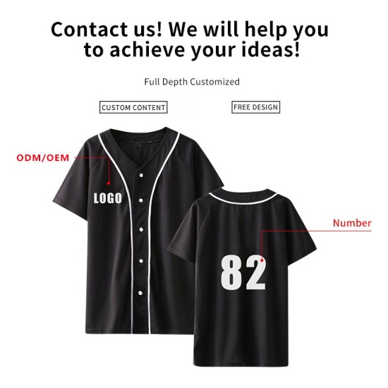 Unisex Polyester V-Neck Baseball Jersey Wholesale Casual Sportswear with Custom Logo for Adults