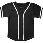 Babyhealthy Kids Baseball Jersey Button Down Hip Hop Personalized Sport T Shirts Tops for Boys Black