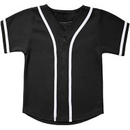 Babyhealthy Kids Baseball Jersey Button Down Hip Hop Personalized Sport T Shirts Tops for Boys Black