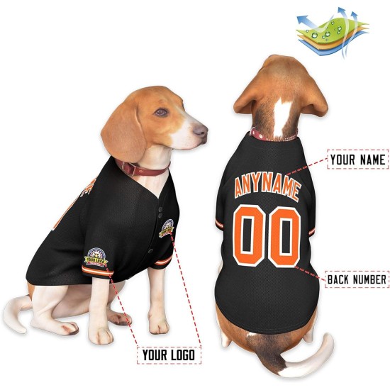 Custom Dog Baseball Jersey Personalized Sportswear for Small Pet Dogs With Name Number and Logo Plus Size Printed Feature
