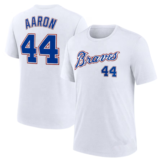 Customized Sublimation Braves Hank Aaron White Throwback Cooper-stown Baseball Jersey
