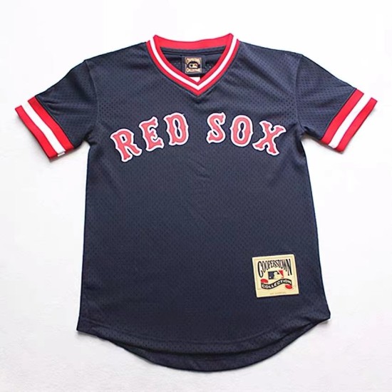Men White Red Sox Baseball Uniform Plain Oversized Embroidery Baseball Jersey Tshirt
