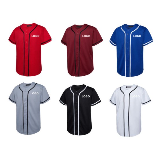 OEM Street-Chic Baseball Uniform T Shirt Breathable Custom V-Neck Jersey for Adults Sublimation Wholesale Blank T-Shirt