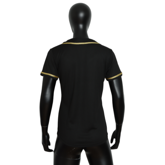Wholesale Custom Breathable Black Gold Baseball Jersey for Men Wholesale Sublimated Sportswear Plus Size Available