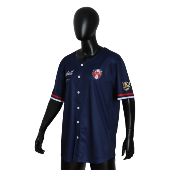 Wholesale New Breathable Baseball Shirts Custom Logo OEM ODM Sublimated V-Neck Dark Blue Men's Jersey Plus Size Options Wholesale New Breathable Baseball Shirts Custom Logo OEM ODM Sublimated V-Neck Dark Blue Men's Jersey Plus Size Options