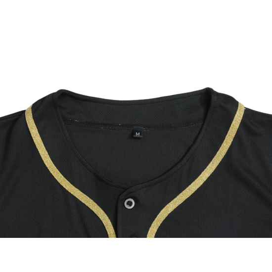 Wholesale Custom Breathable Black Gold Baseball Jersey for Men Wholesale Sublimated Sportswear Plus Size Available