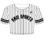 Women's Crop Top Baseball Jersey - Black White Stripe Jersey Shirt Baseball Tee Shirt